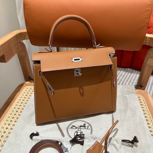 kelly 25  Colour：ck37/Gold Palm print, silver buckle - 图片 3
